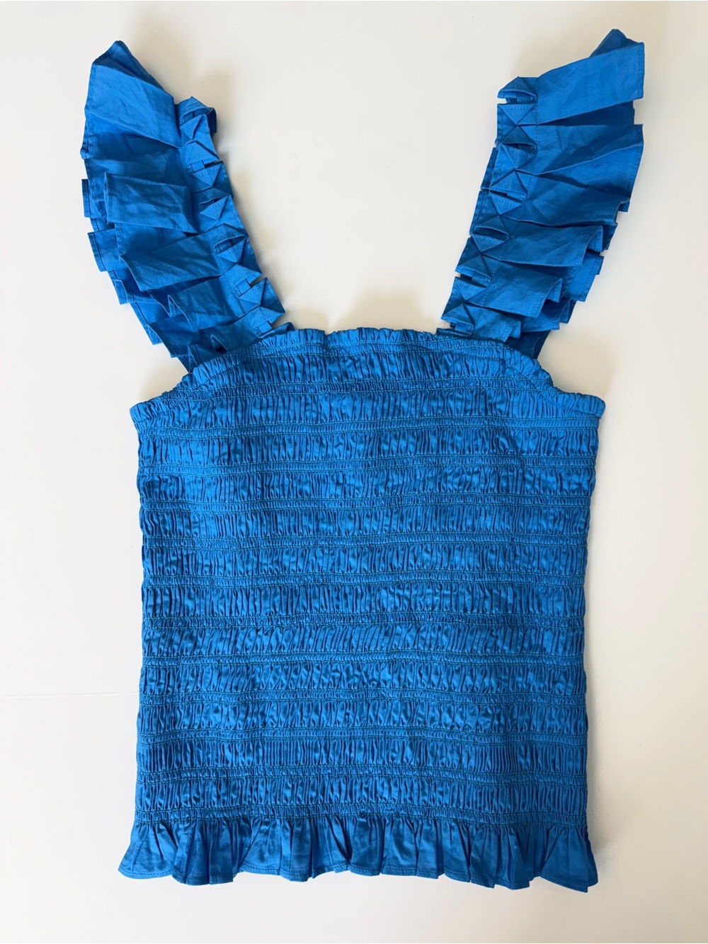 Ramy Brook Riley Smocked Ruffle Top, Size Medium - Picture 3 of 6